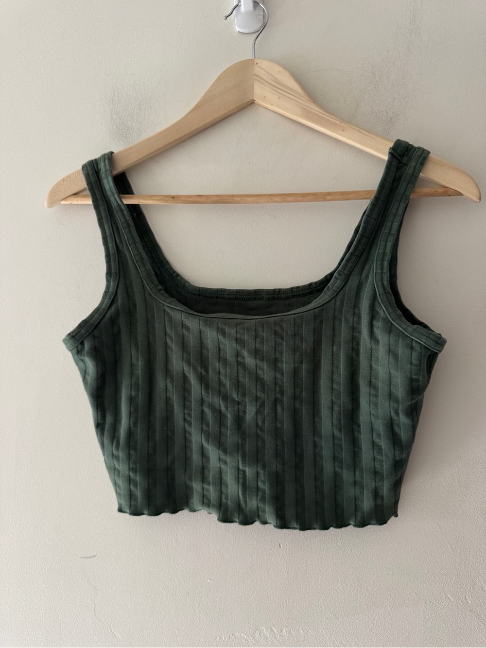 Aerie Offline Forest Green OG Ribbed Scoop Neck Crop Top